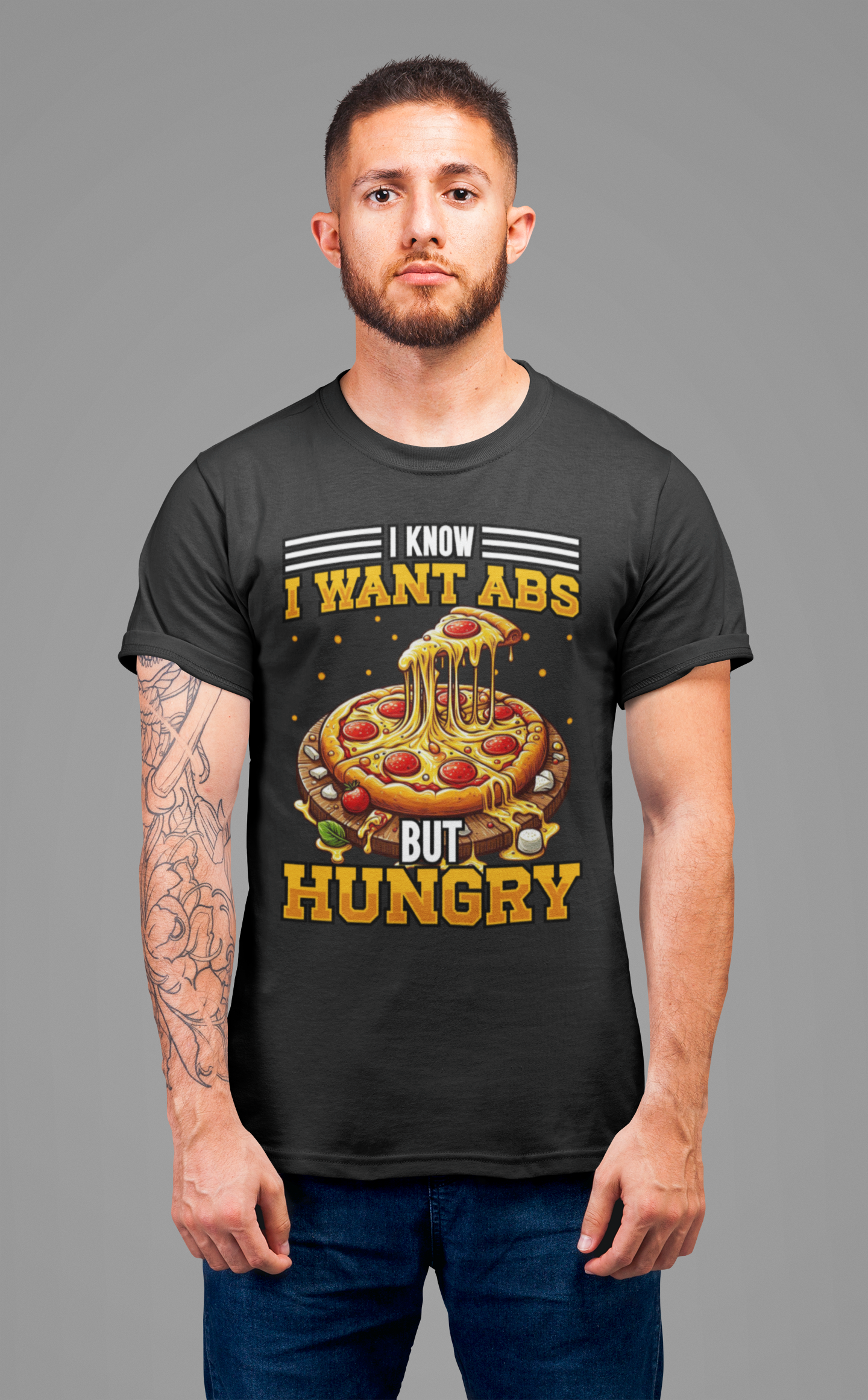 I Know I Want Abs But Hungry Shirt, Funny Gym Foodie Tee, Workout and Food Struggle T Shirt, Relatable Fitness Humor Apparel, Sarcastic Fit Top