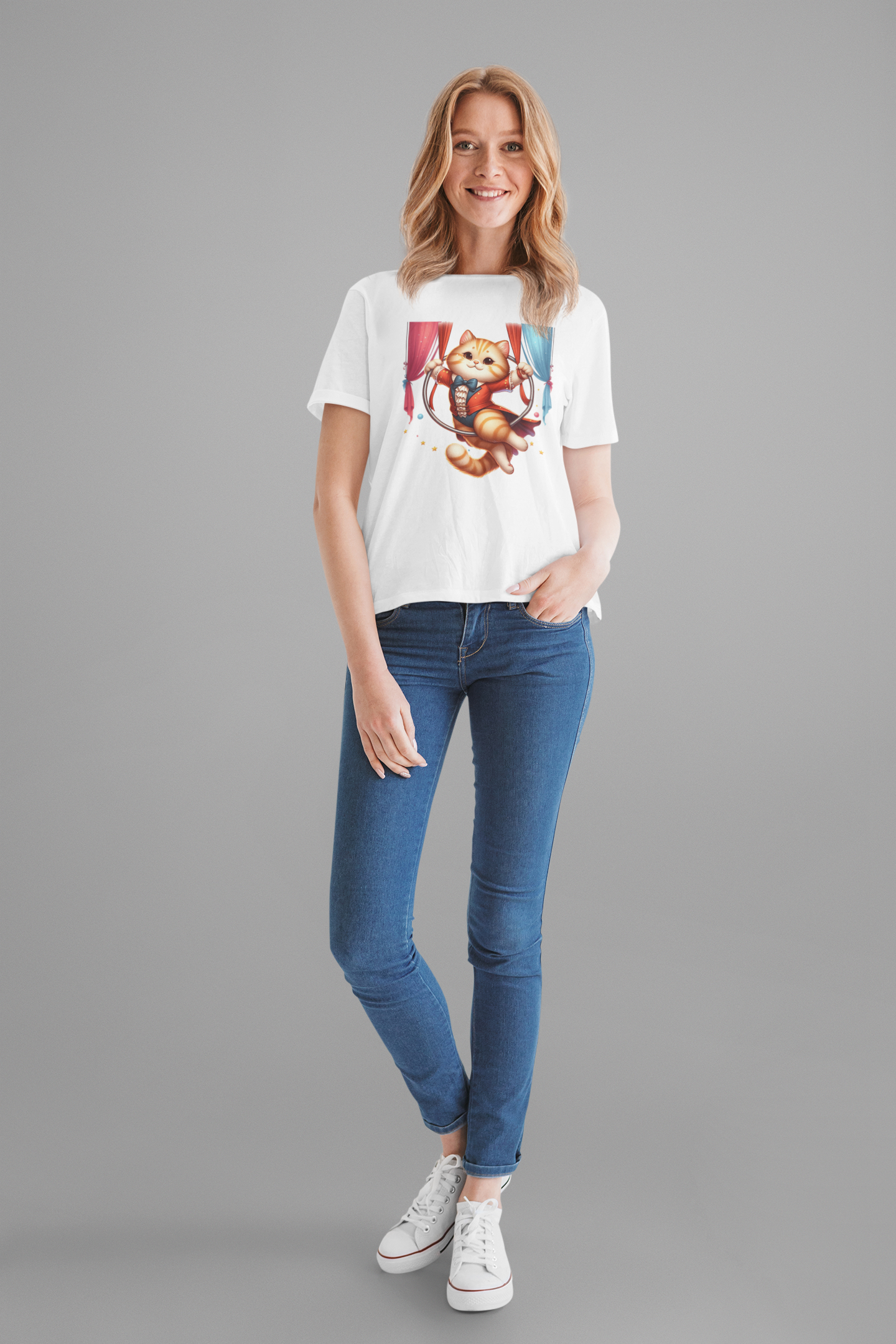 Circus Aerialist Cat Shirt, Funny Trapeze Performer Tee, Acrobatic Pet Graphic T Shirt, Quirky Performer Humor Apparel, Flying Cat Top