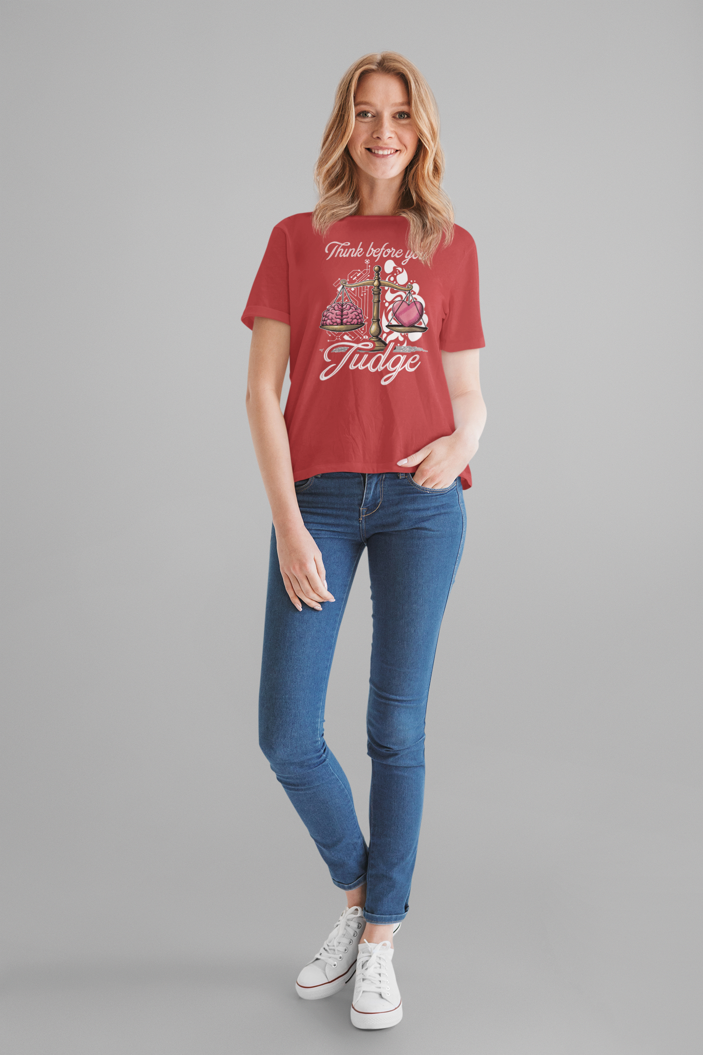 Think Before You Judge Shirt Conscious Reminder Graphic Tee Promoting Empathy and Understanding Before Making Assumptions