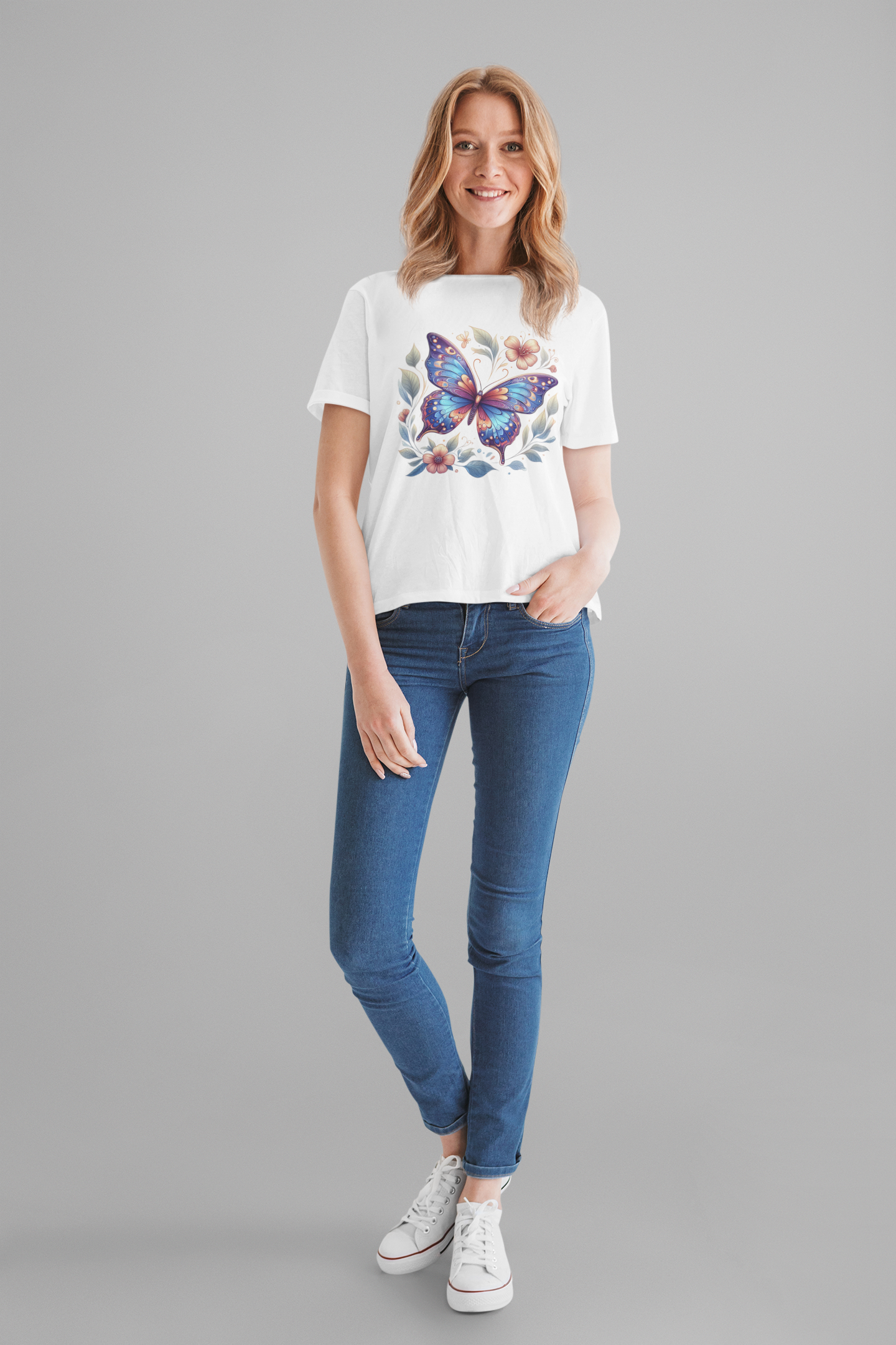 Butterfly Bloom Shirt, Vibrant Nature Tee, Colorful Insect T Shirt, Garden Life Apparel, Joyful Nature Lover Graphic Top