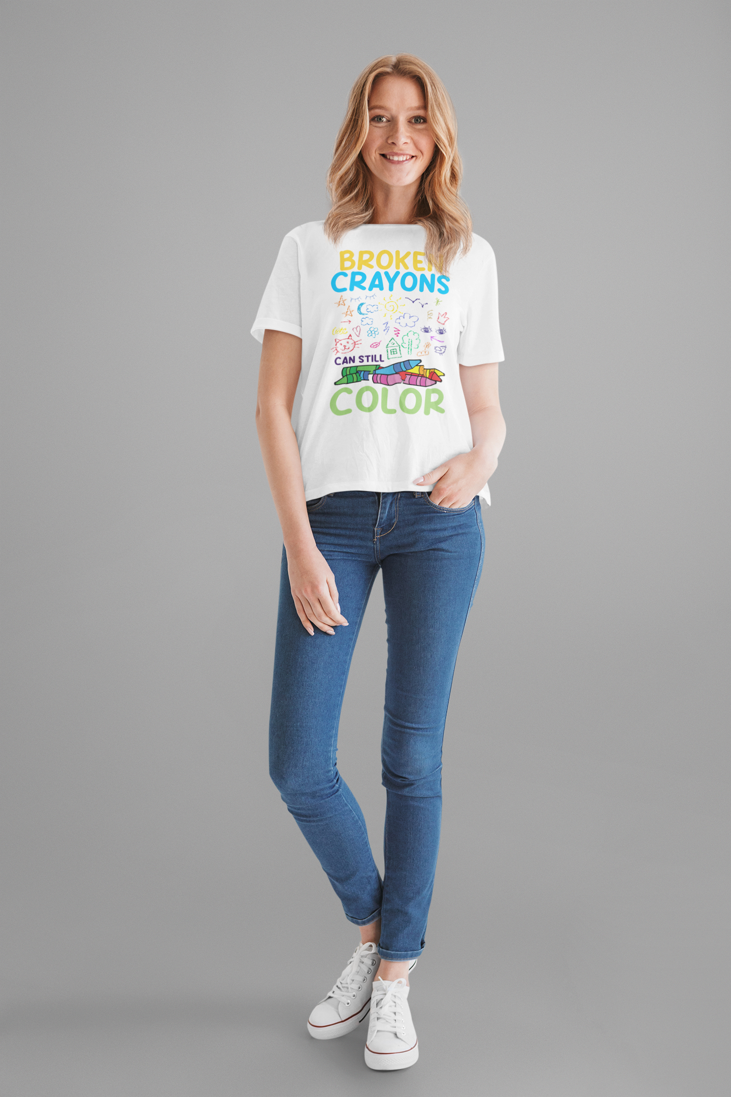 Broken Crayons Can Still Color  Graphic Statement Tee for Healing, Redemption, and Finding Beauty in the Mess and Imperfect