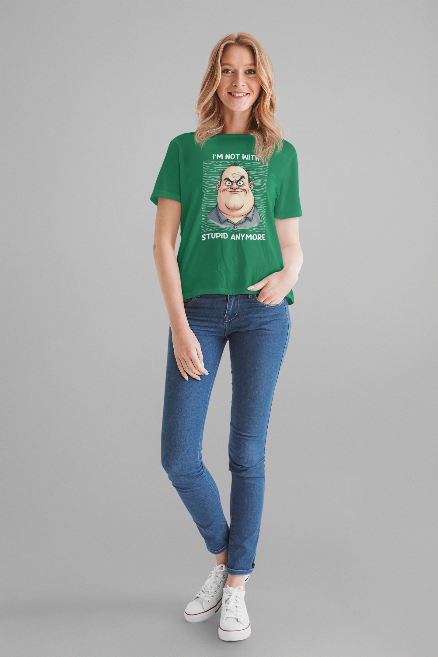 I'm Not With Stupid Anymore Tshirt – Man Simple Smiling Face Graphic