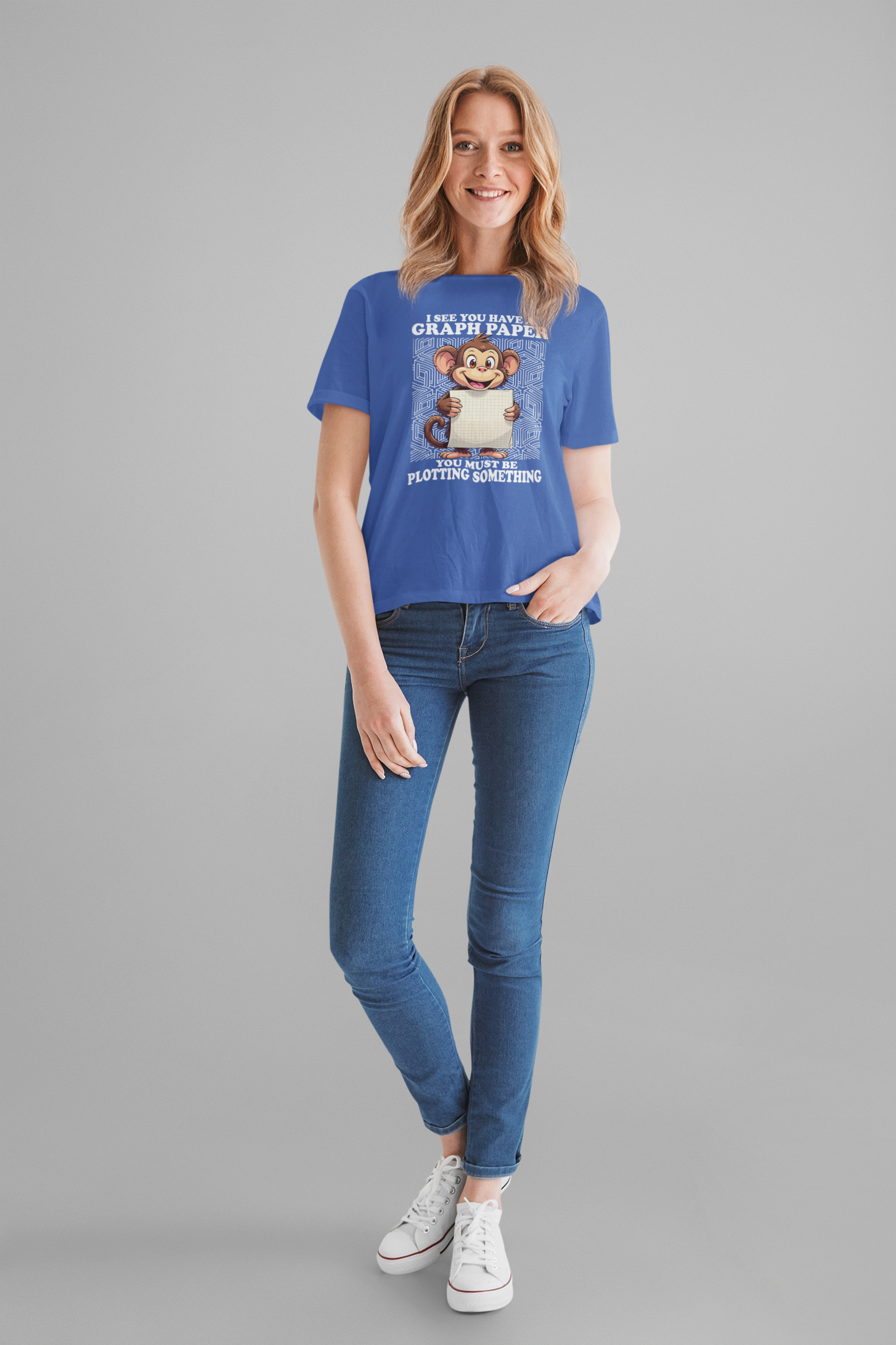 Math Humor Monkey T-Shirt – Plotting Something with Graph Paper