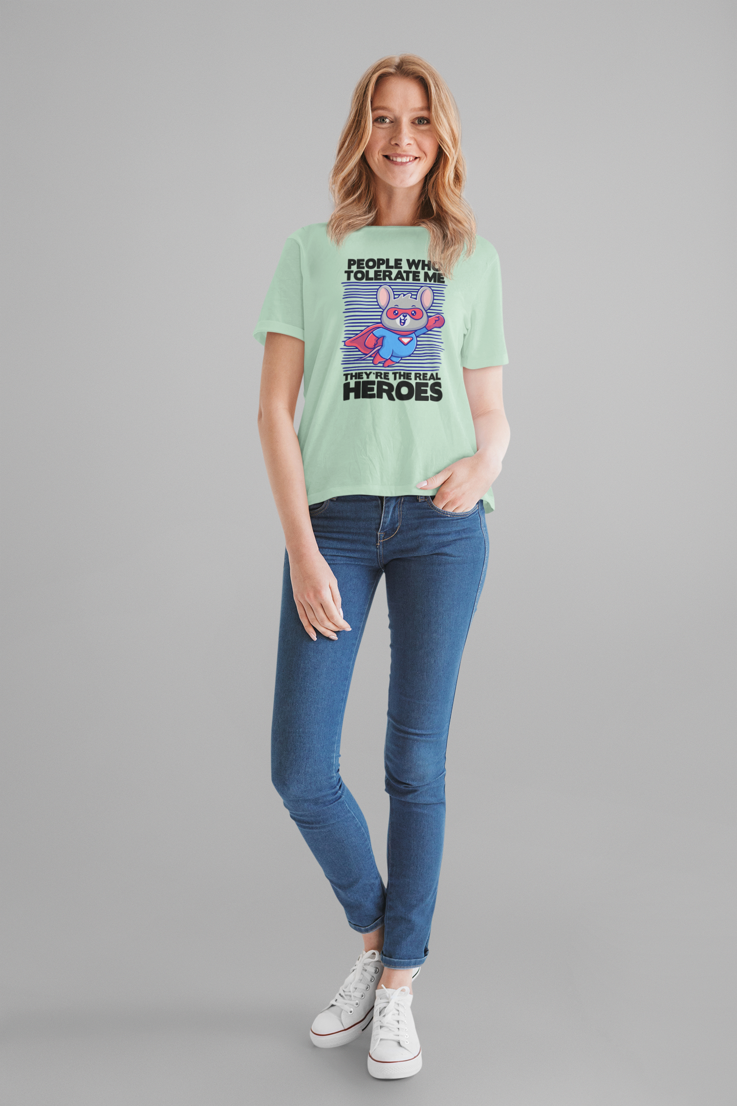 People Who Tolerate Me Are The Real Super heroes Tshirt Rat in Superhuman Outfit Funny Hero Design