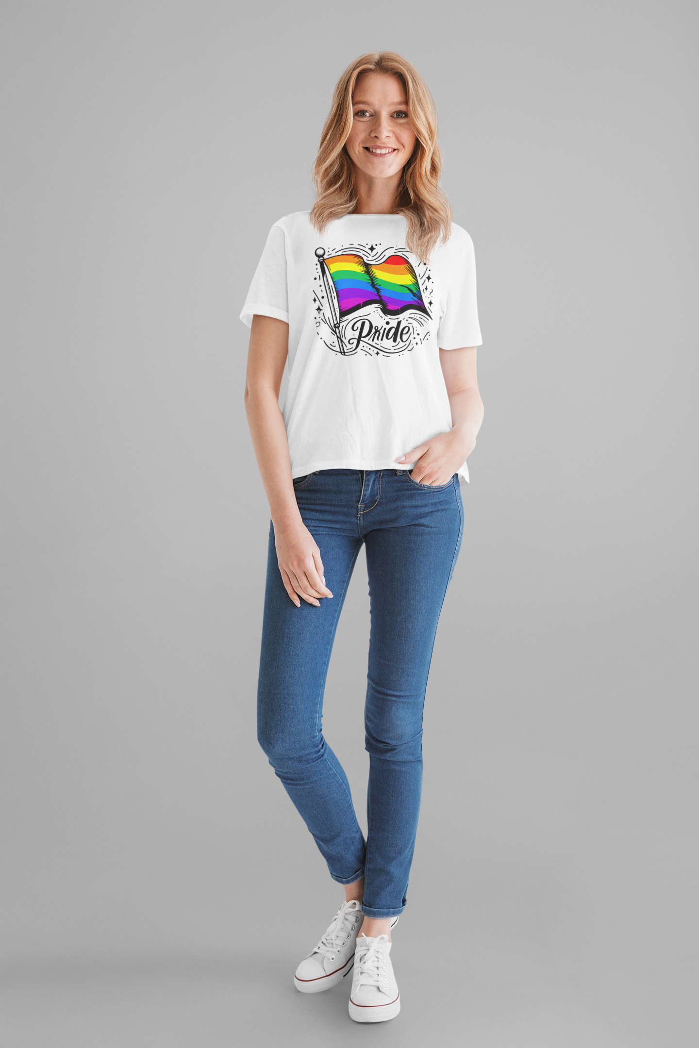 Pride Without Prejudice – Colorful Flag with Lines, Dots & Symbols Graphic T-Shirt