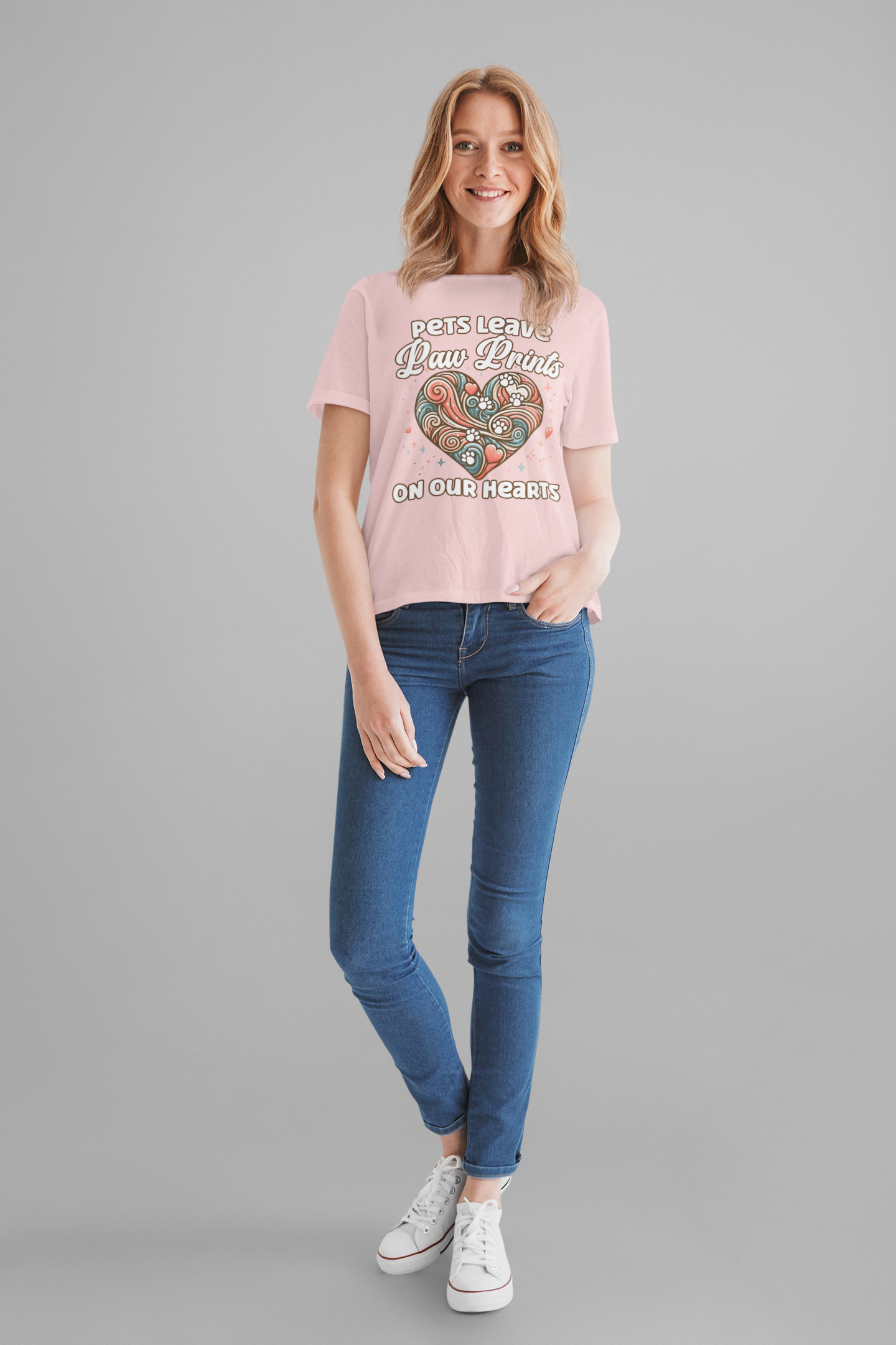 Pets Leave Paw Prints on Our Hearts | Abstract Heart Graphic T-Shirt