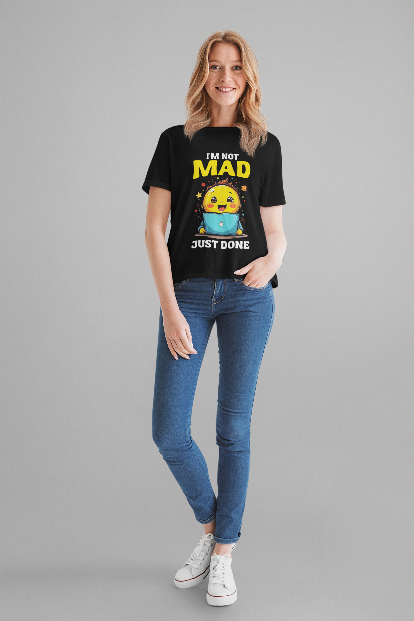 I'm NOT MAD Just Done – Mixed Emotions Baby Laptop Graphic T-Shirt