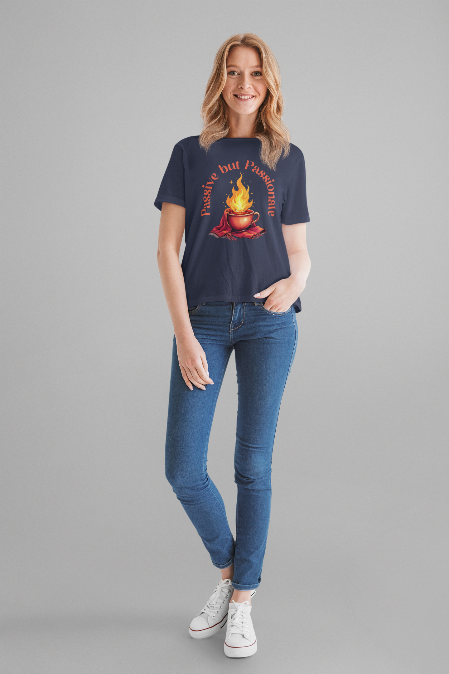Passive But Passionate – Fiery Cup Graphic T-Shirt