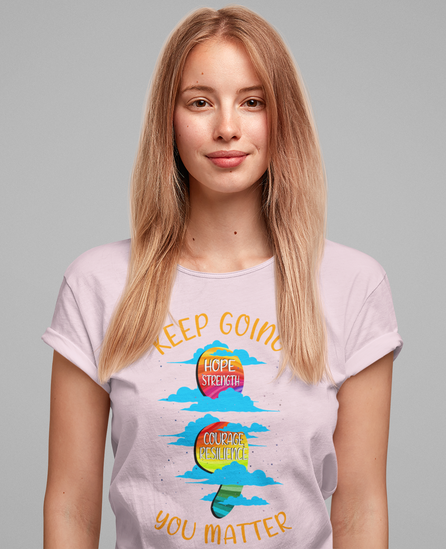 Keep going Semi Colon Rainbow Affirmation  Graphic Statement Tee for Mental Health, Recovery, and the Story That Still Continues in Color