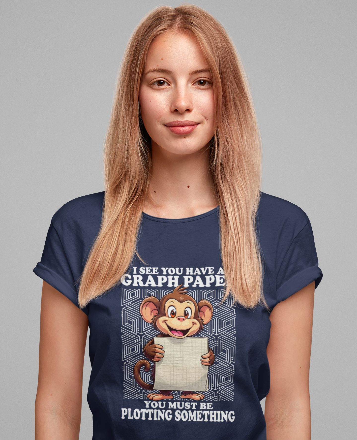 Math Humor Monkey T-Shirt – Plotting Something with Graph Paper