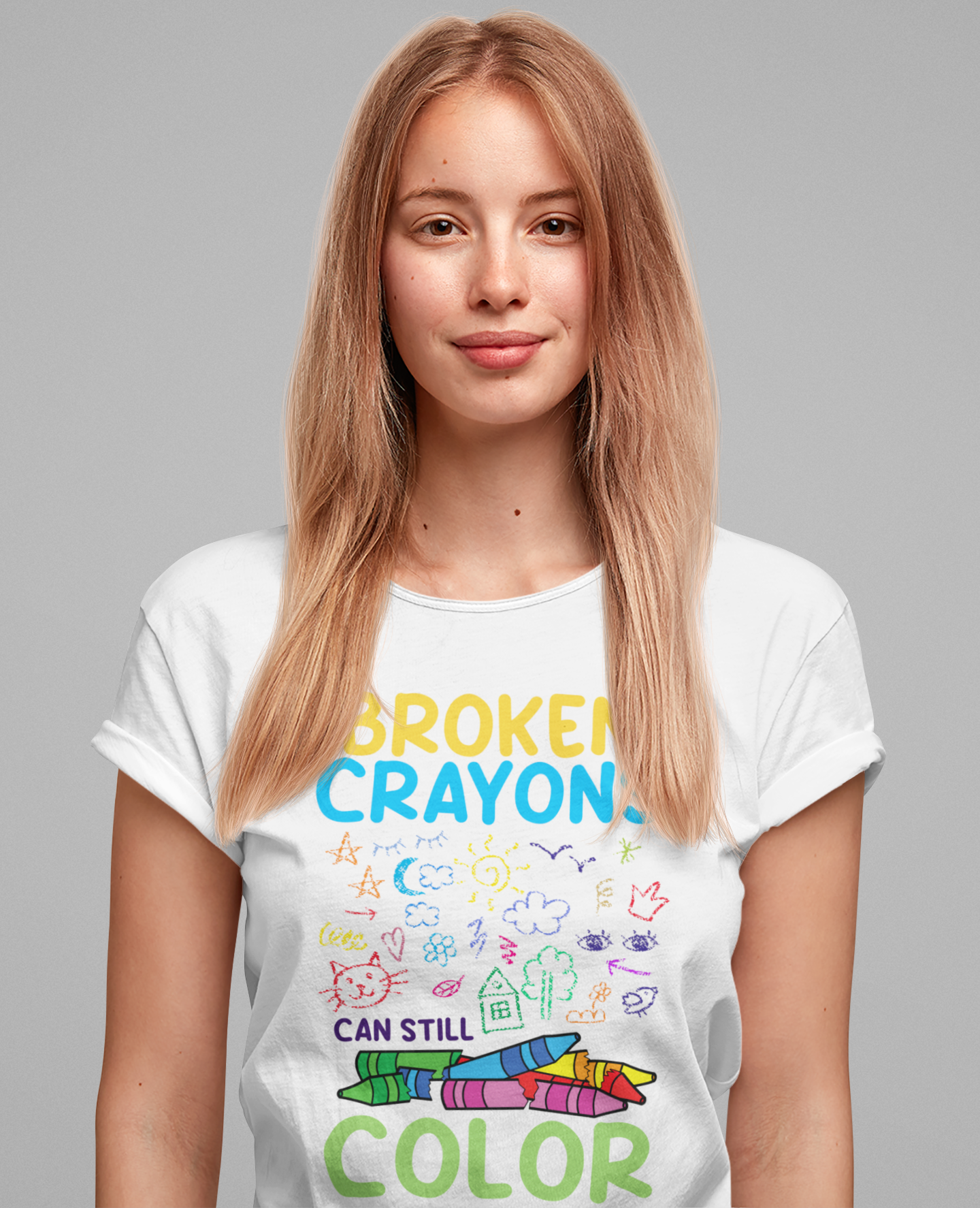 Broken Crayons Can Still Color  Graphic Statement Tee for Healing, Redemption, and Finding Beauty in the Mess and Imperfect