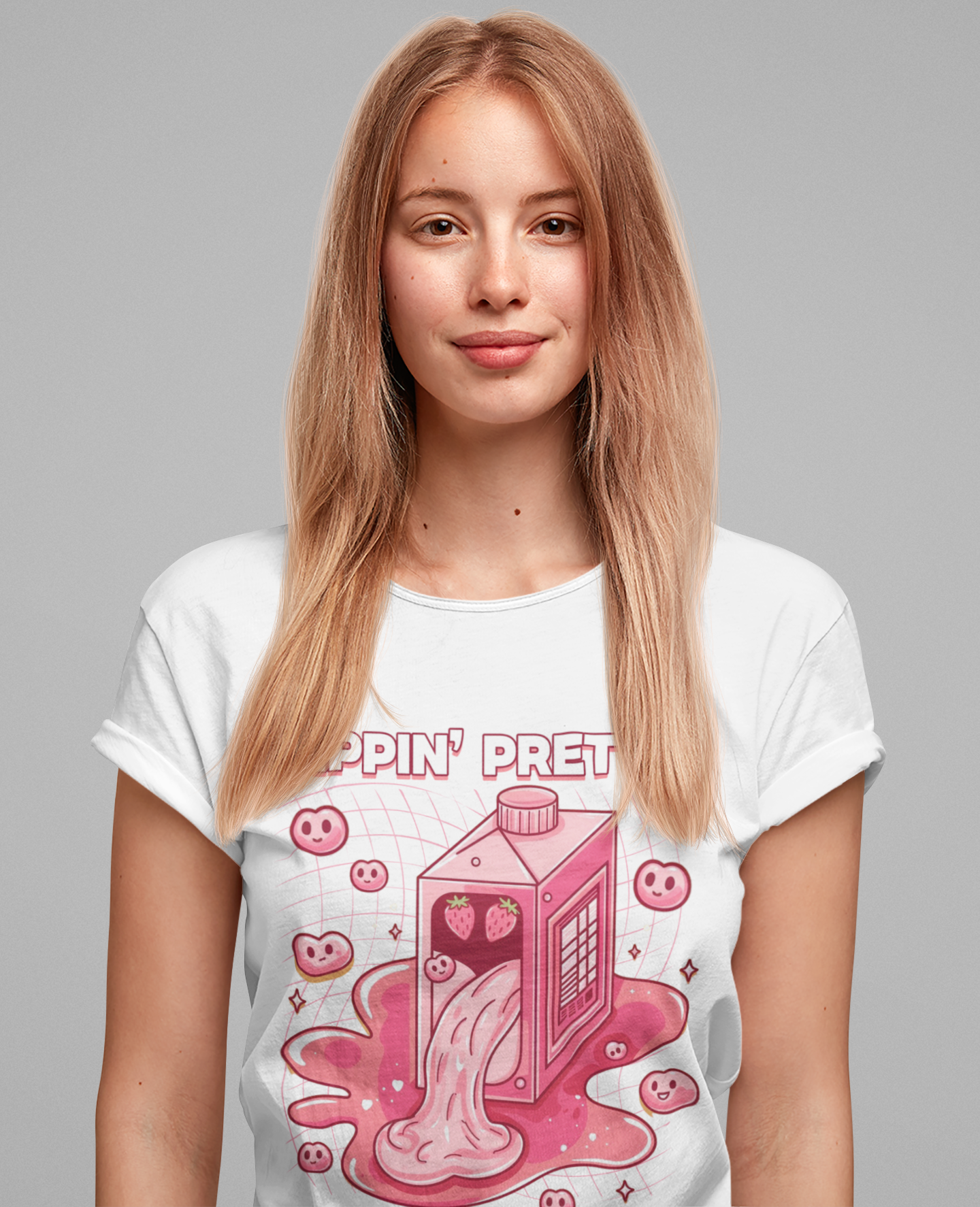 Sippin' Pretty | Strawberry Juice Splash Graphic T-Shirt