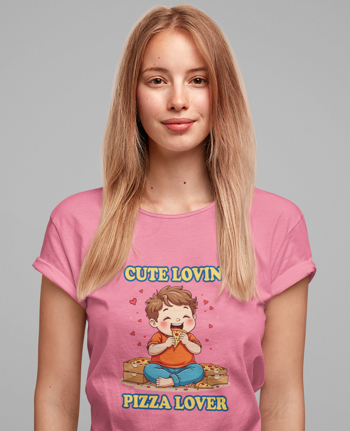 Cute Lovin’ Pizza Lover T-Shirt – Adorable Kid Eating Pizza Graphic