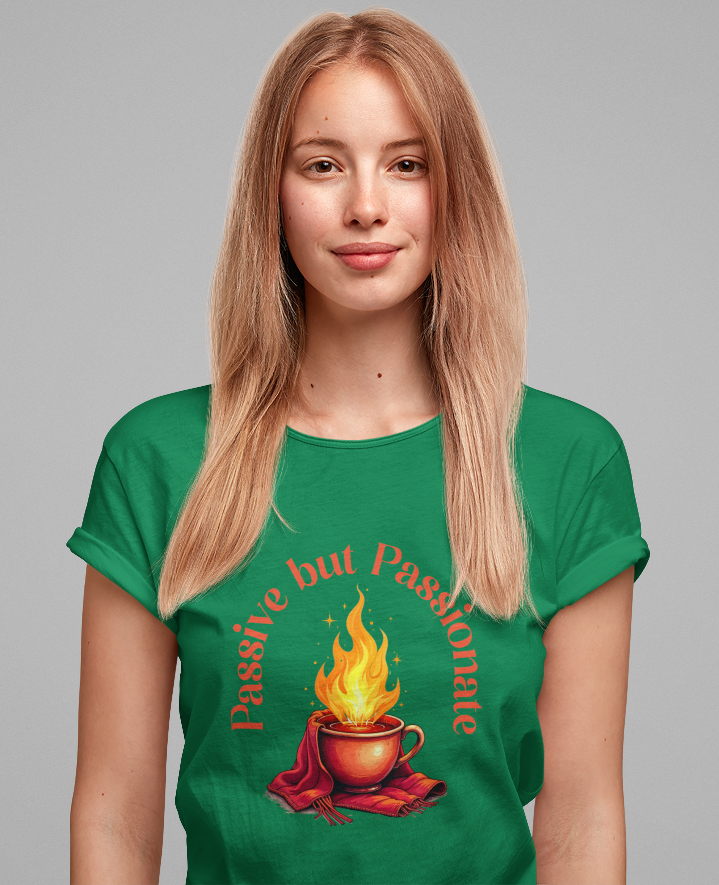 Passive But Passionate – Fiery Cup Graphic T-Shirt