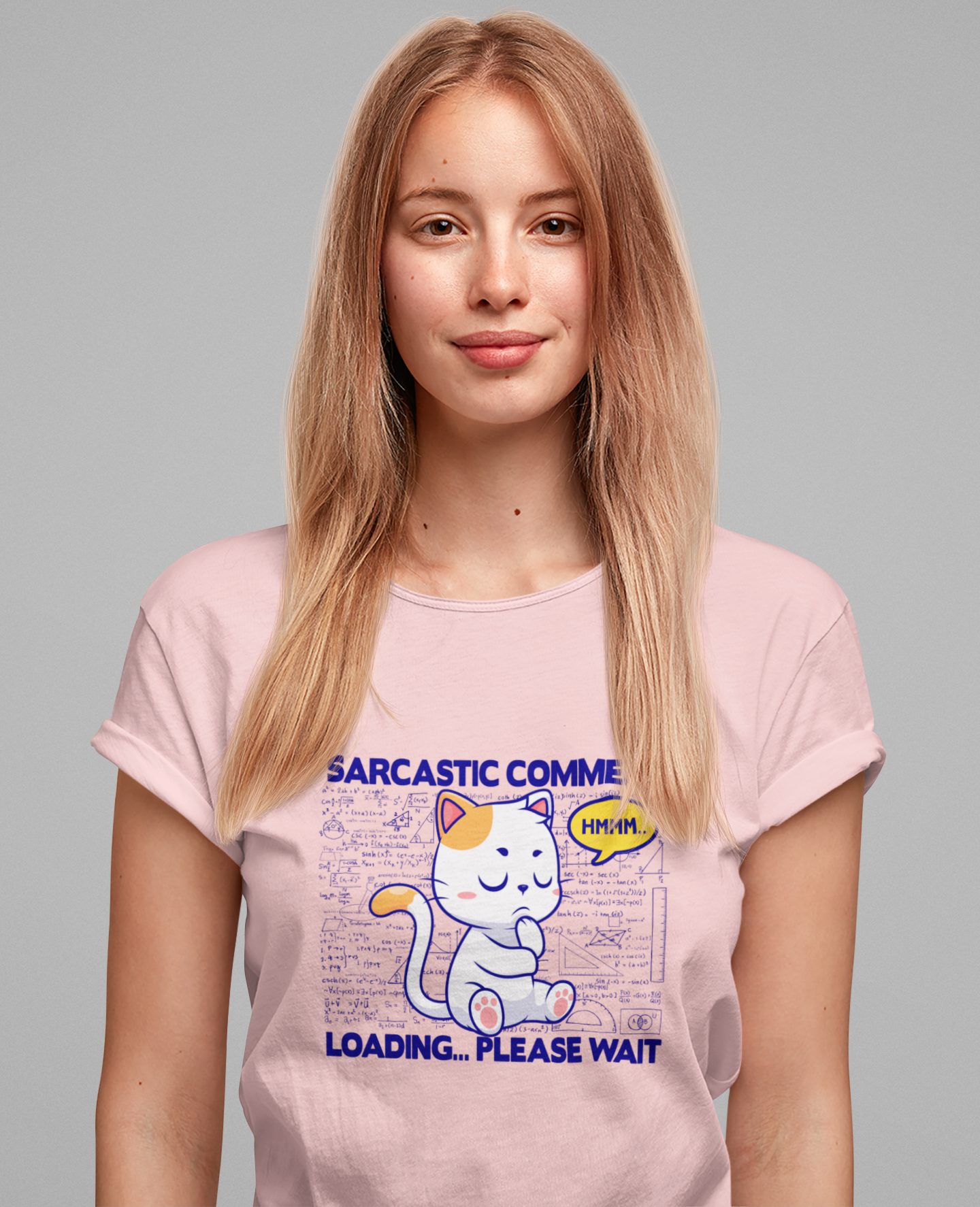 Sarcastic Comment Loading Tshirt Cat - Math Diagrams Formula Graphic