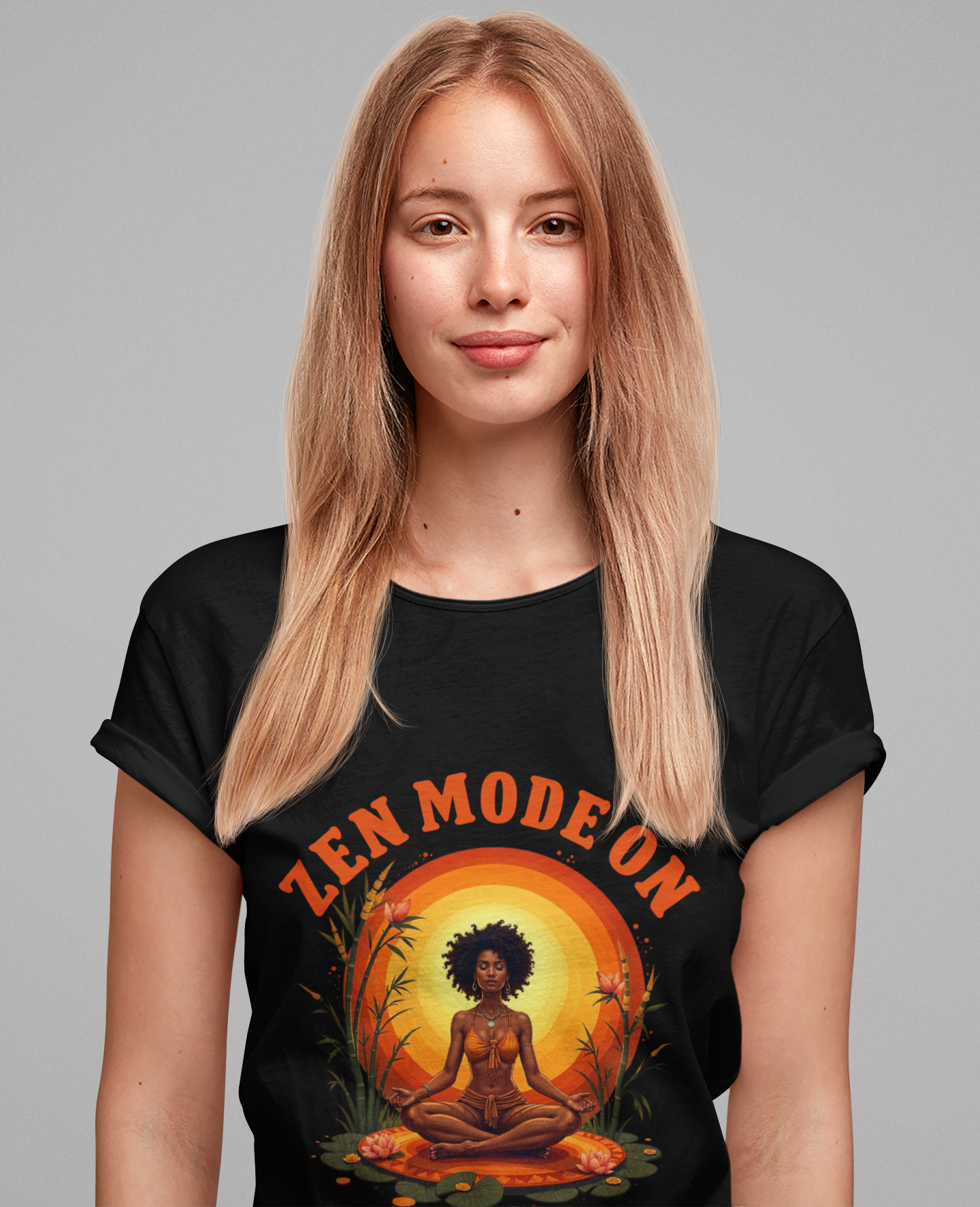 Zen Mode On – Peaceful Meditation Lotus Glow Graphic T-Shirt