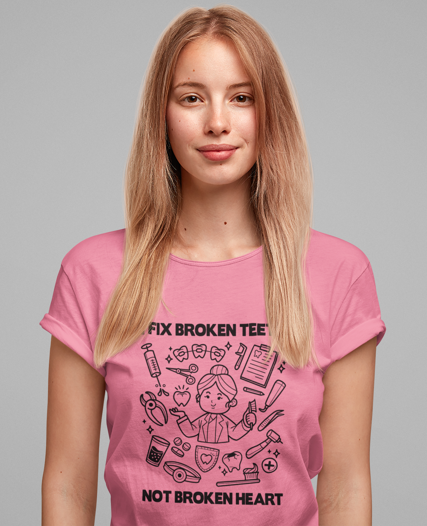 I Fix Broken Teeth Not Broken Heart Dental Doctor T Shirt with Equipment Graphic