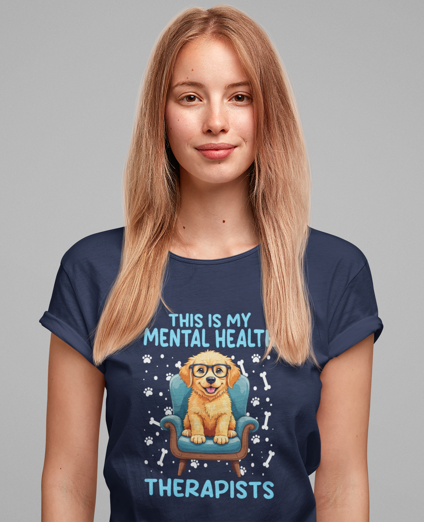 This Is My Mental Health Therapist T-Shirt – Cute Dog on Chair Graphic
