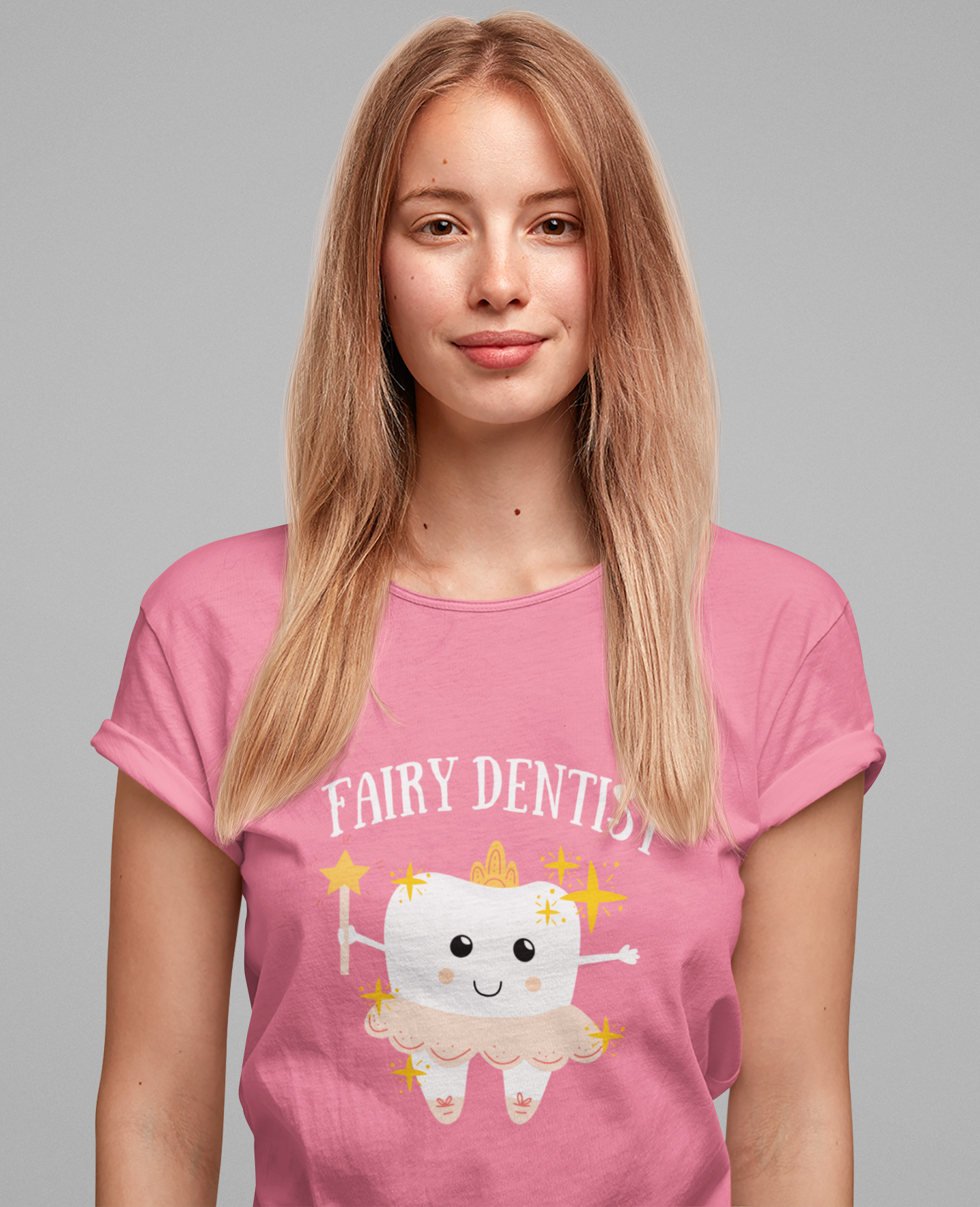 Fairy Dentist T Shirt Large Smiling Tooth with Wand and Fairy Costume