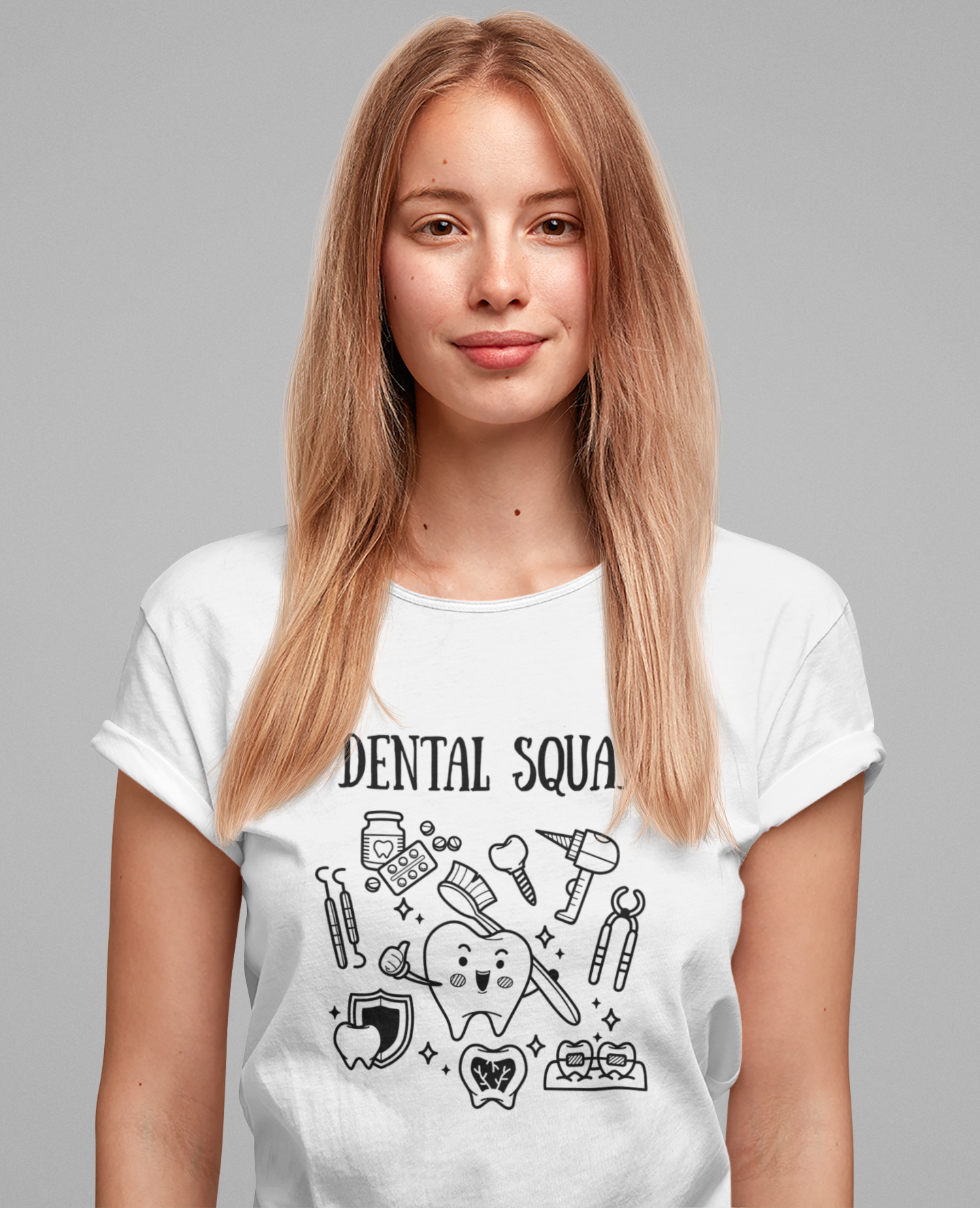 Dental Squad T Shirt Tooth Centered with Dental Tools and Brush
