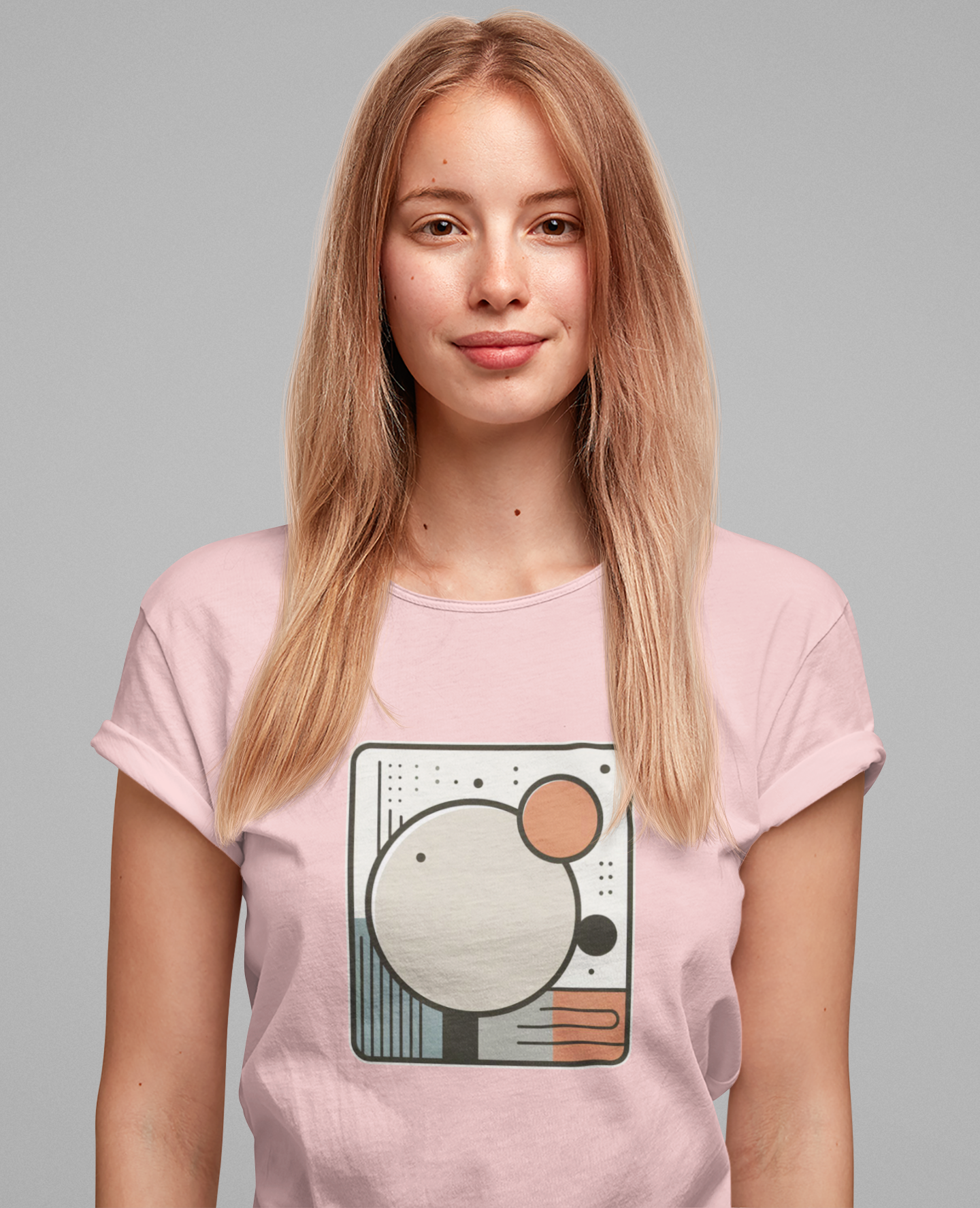 Less Is More Tshirt – Minimalist Geometric Rectangle with Colorful Circles and Lines