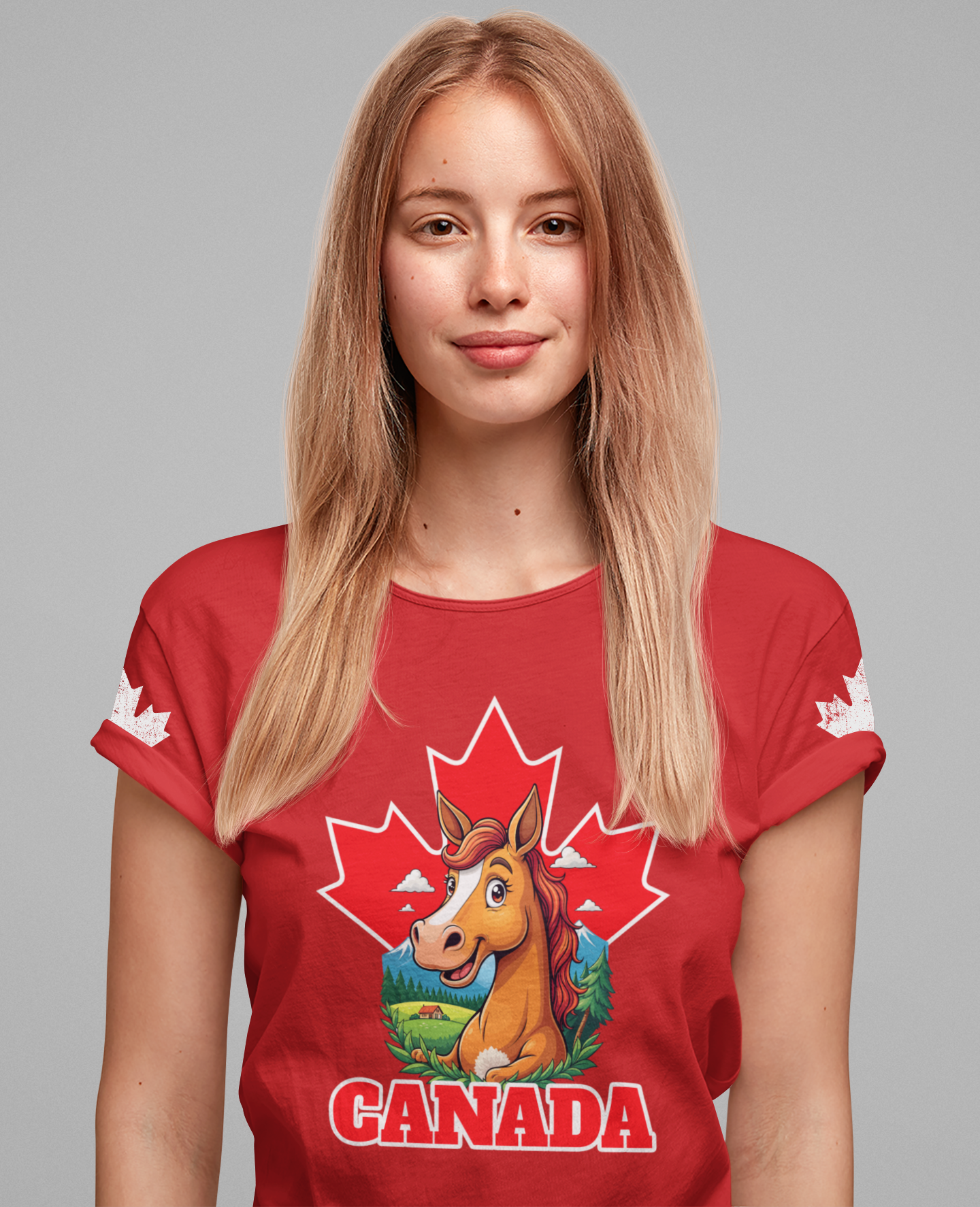 Canada Maple Horse Cartoon T-Shirt