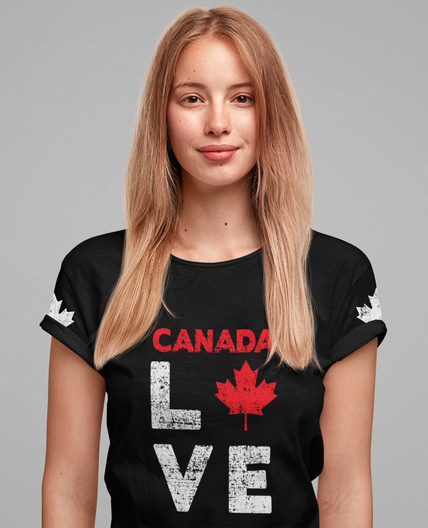Canada Maple Leaf Love with Canada Bold Text T-Shirt