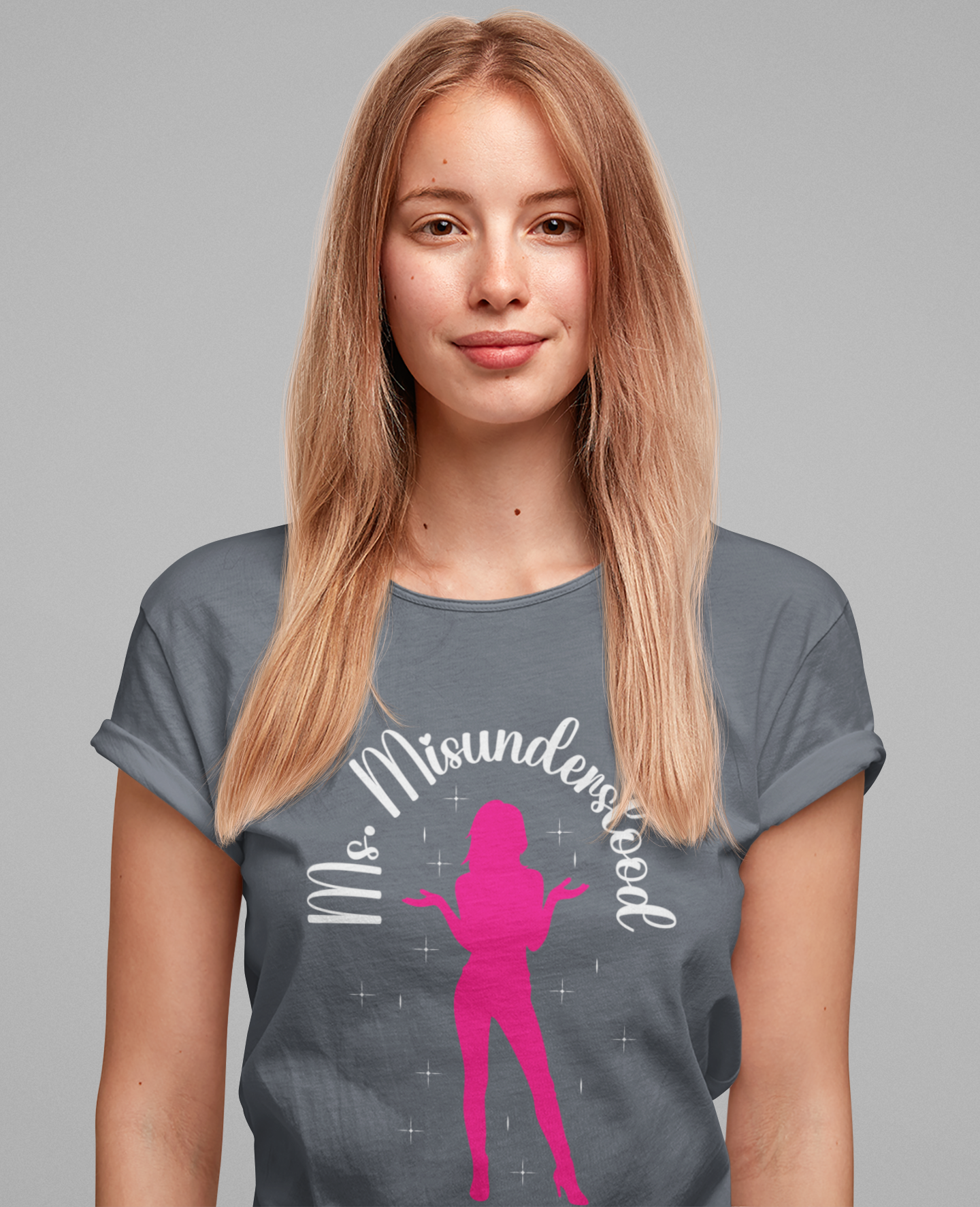 Misunderstood Graphics Ms Misunderstood Shirt, Confident Anime Girl Tee, Pink Silhouette Sass ...