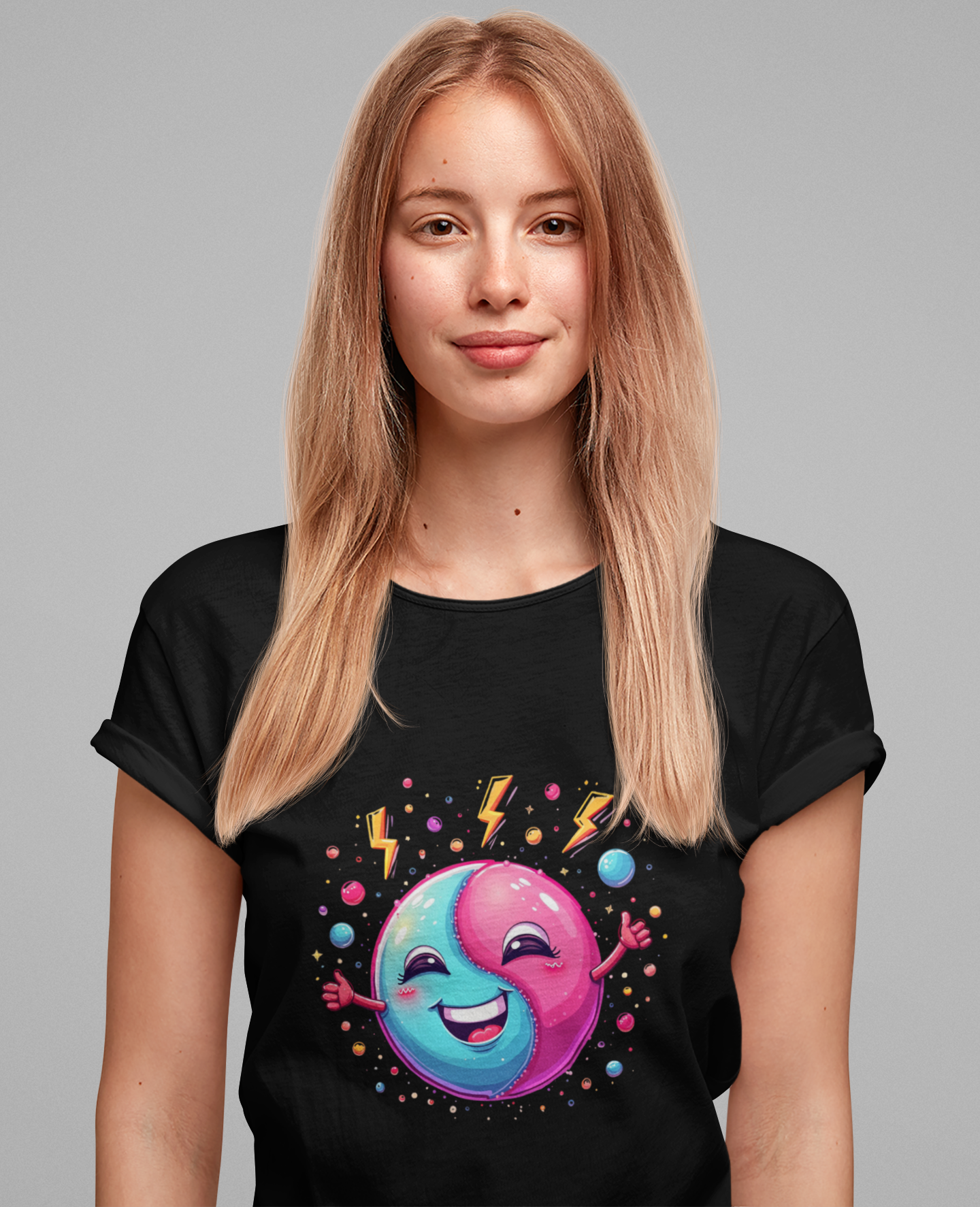 Energetic but Introverted – Colorful Smiling Balance Inner Reflection with Lively Enthusiasm Graphic T-Shirt