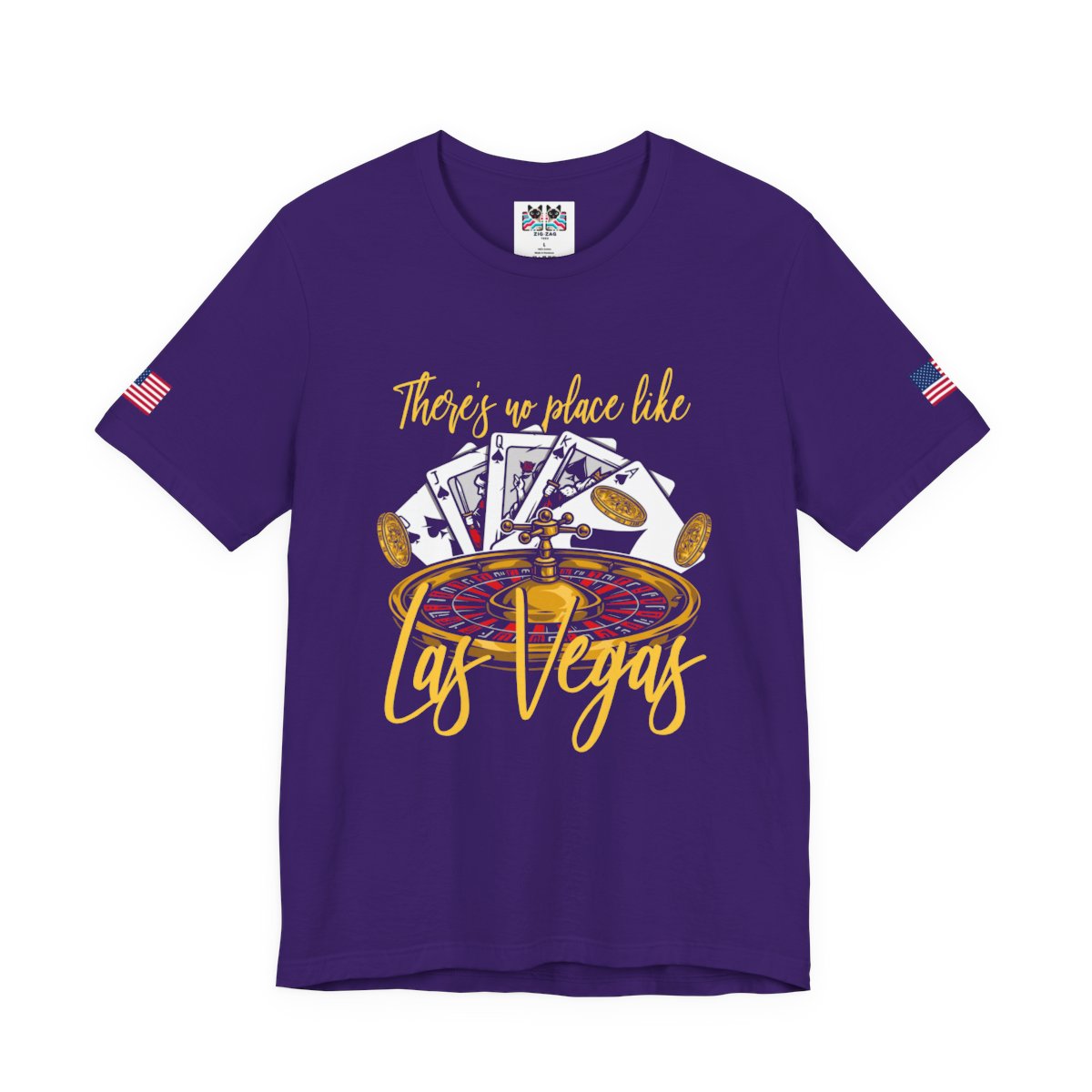 There's No Place Like Las Vegas T-Shirt – Roulette Wheel Poker Cards Casino Tee