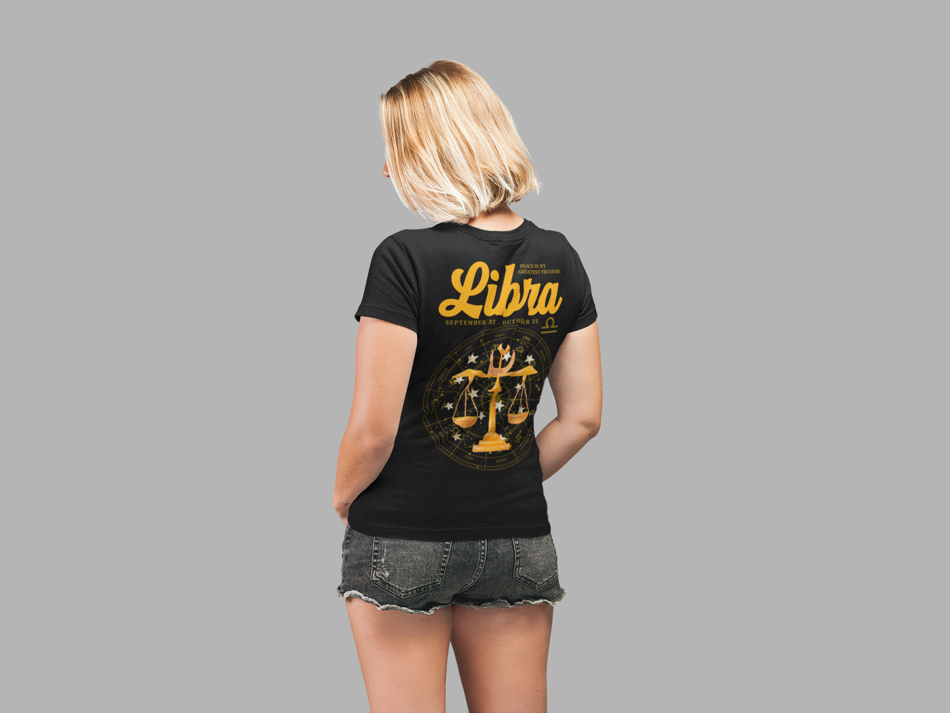 Libra Zodiac T-Shirt – Peace Is My Greatest Treasure Zodiac Wheel