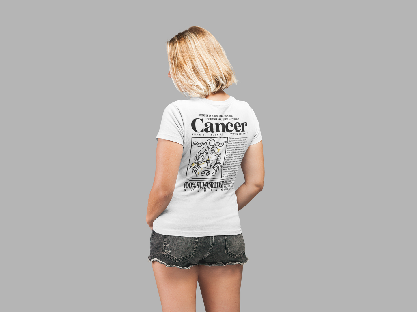 Cancer Zodiac T-Shirt – Sensitive Inside, Strong Outside with Water Element
