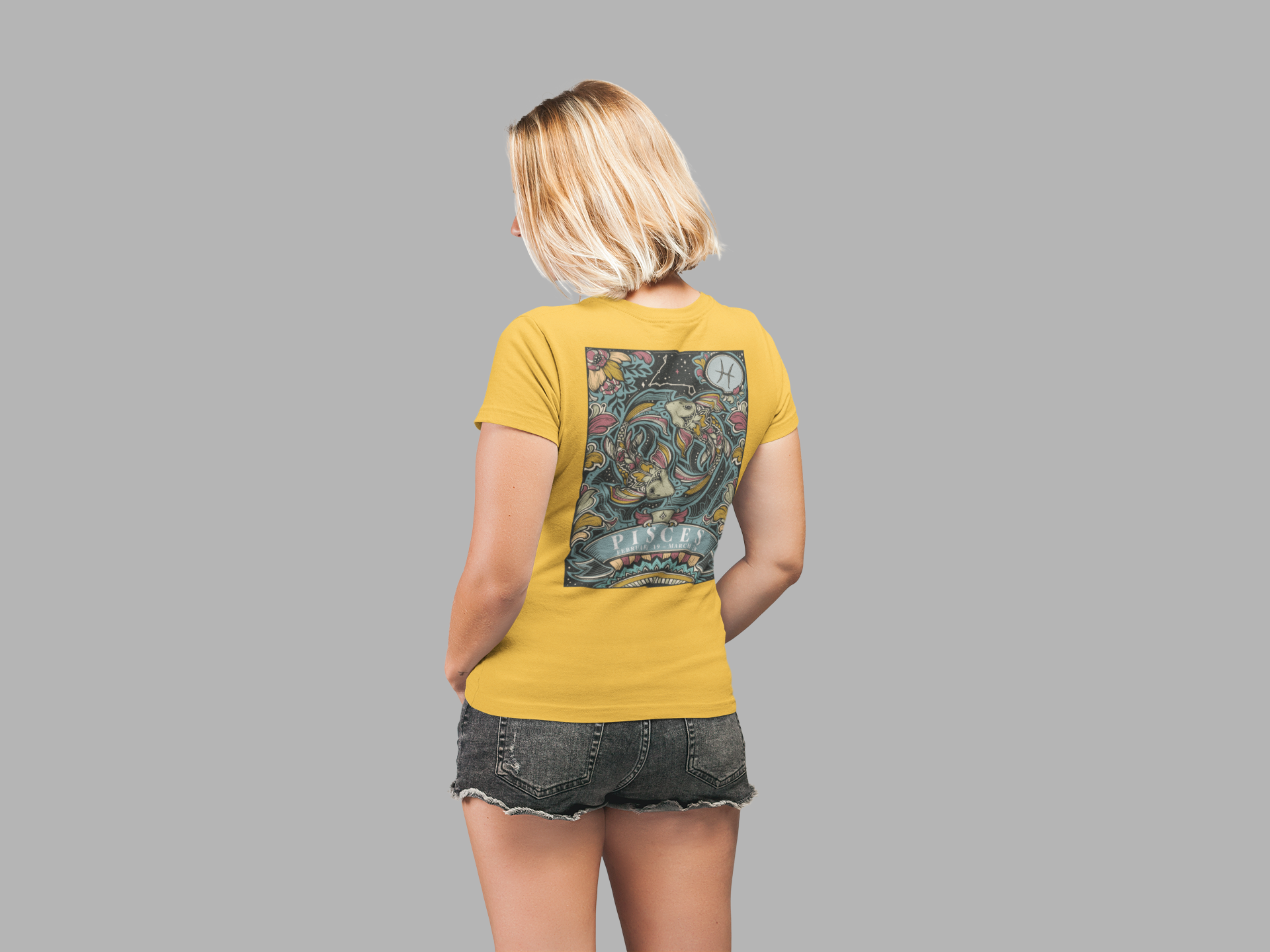 Pisces Constellation & Floral Zodiac T-Shirt – February 19 to March 20