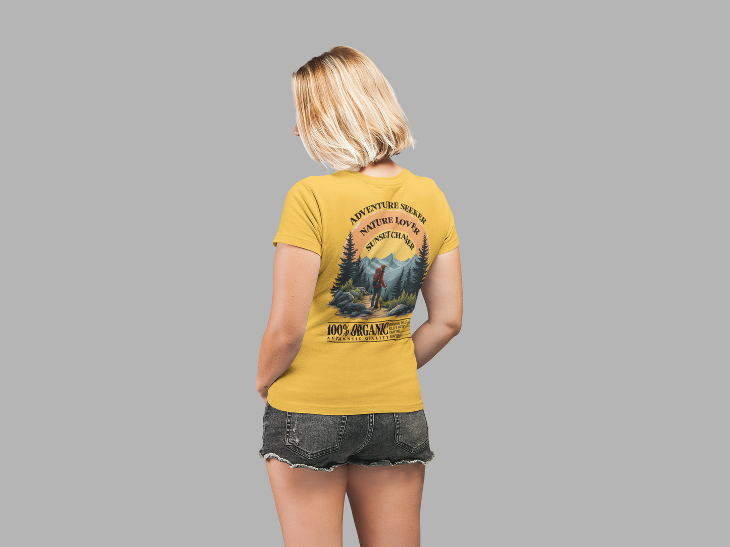 Adventure Seeker Nature Lover T-Shirt – Hiker on Mountain Edge Graphic