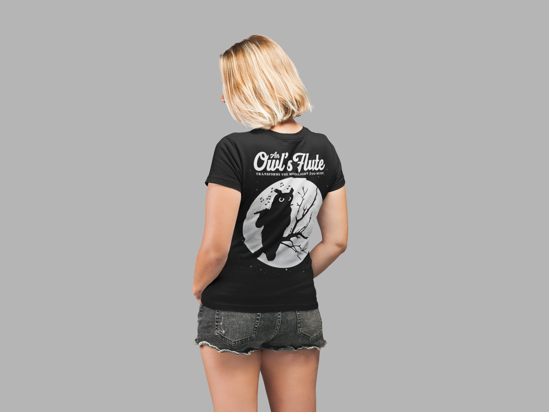 Owl Flute Midnight Melody Moonlight Music T-Shirt