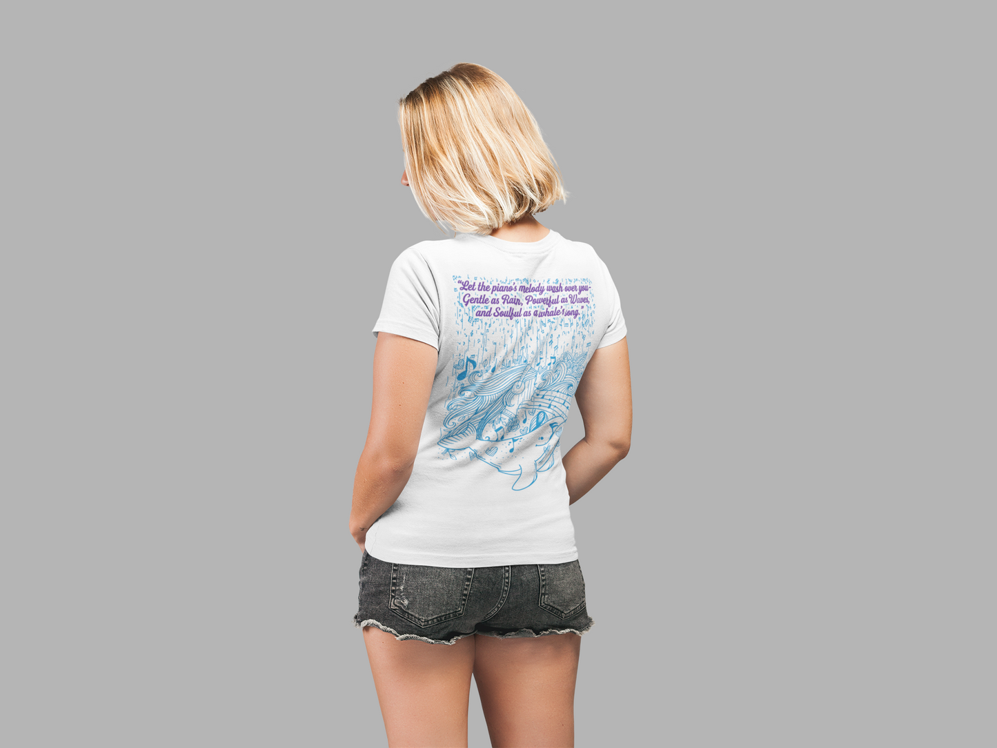 Gentle Rain, Powerful Waves, Soulful Whale Song Piano T-Shirt