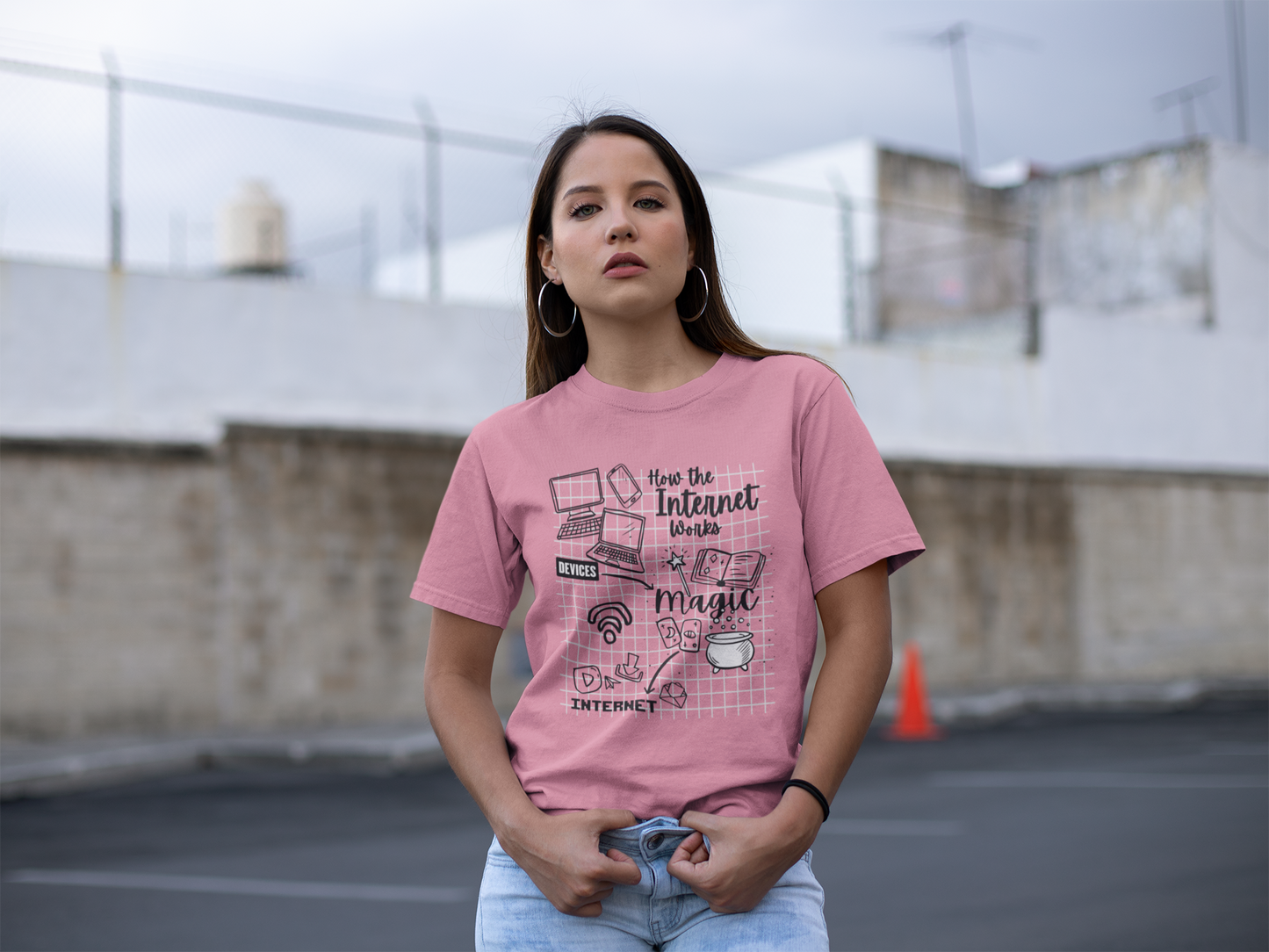 How the Internet Works Tshirt – Devices to Magic to Internet Flow Diagram