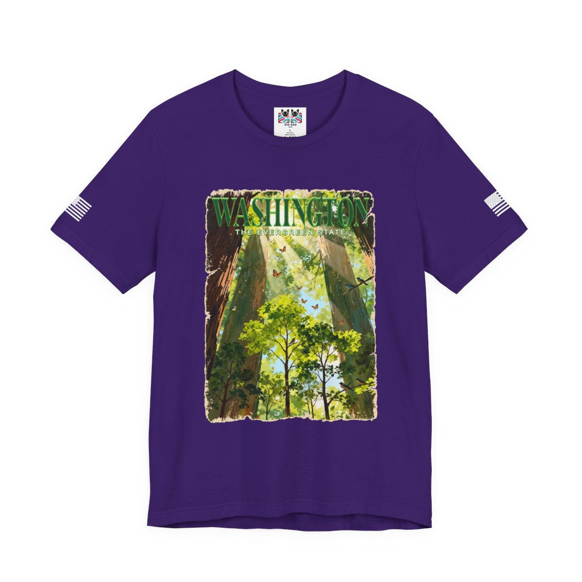 Washington The Evergreen State Forest Poster Style T-Shirt | Pacific Northwest Nature Graphic Tee | Washington Souvenir
